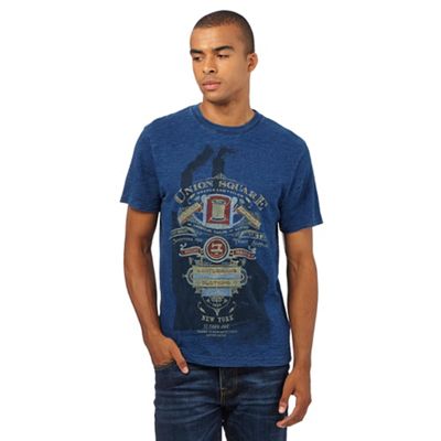 St George by Duffer Big and Tall blue printed t-shirt